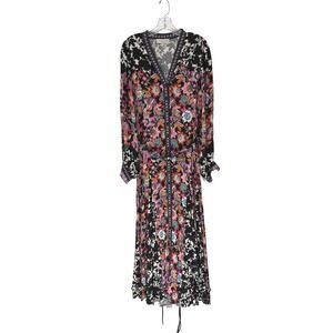 Hale‎ Bob Dress Maxi Floral Long Sleeve Feminine Classy Belted Button Up Medium